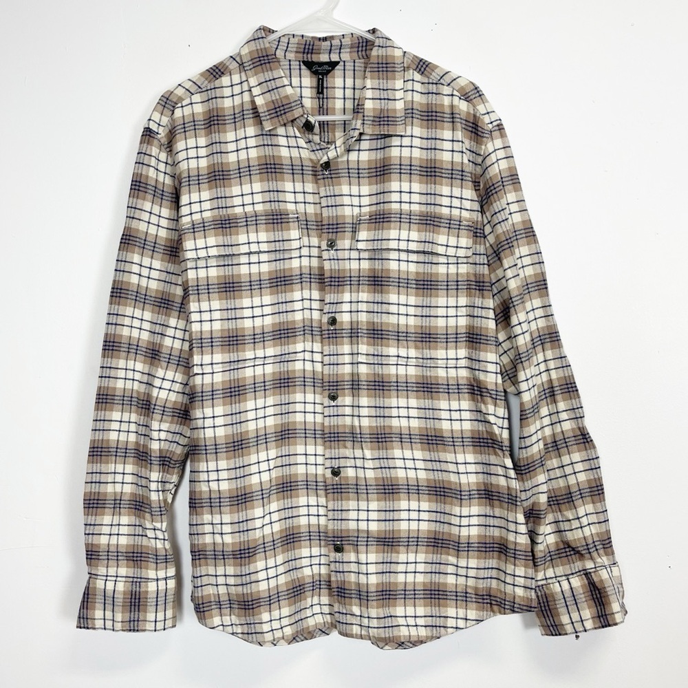 NEW Good Man Brand Flannel Shirt Mens Size XL Tan Plaid Button Up NWOT